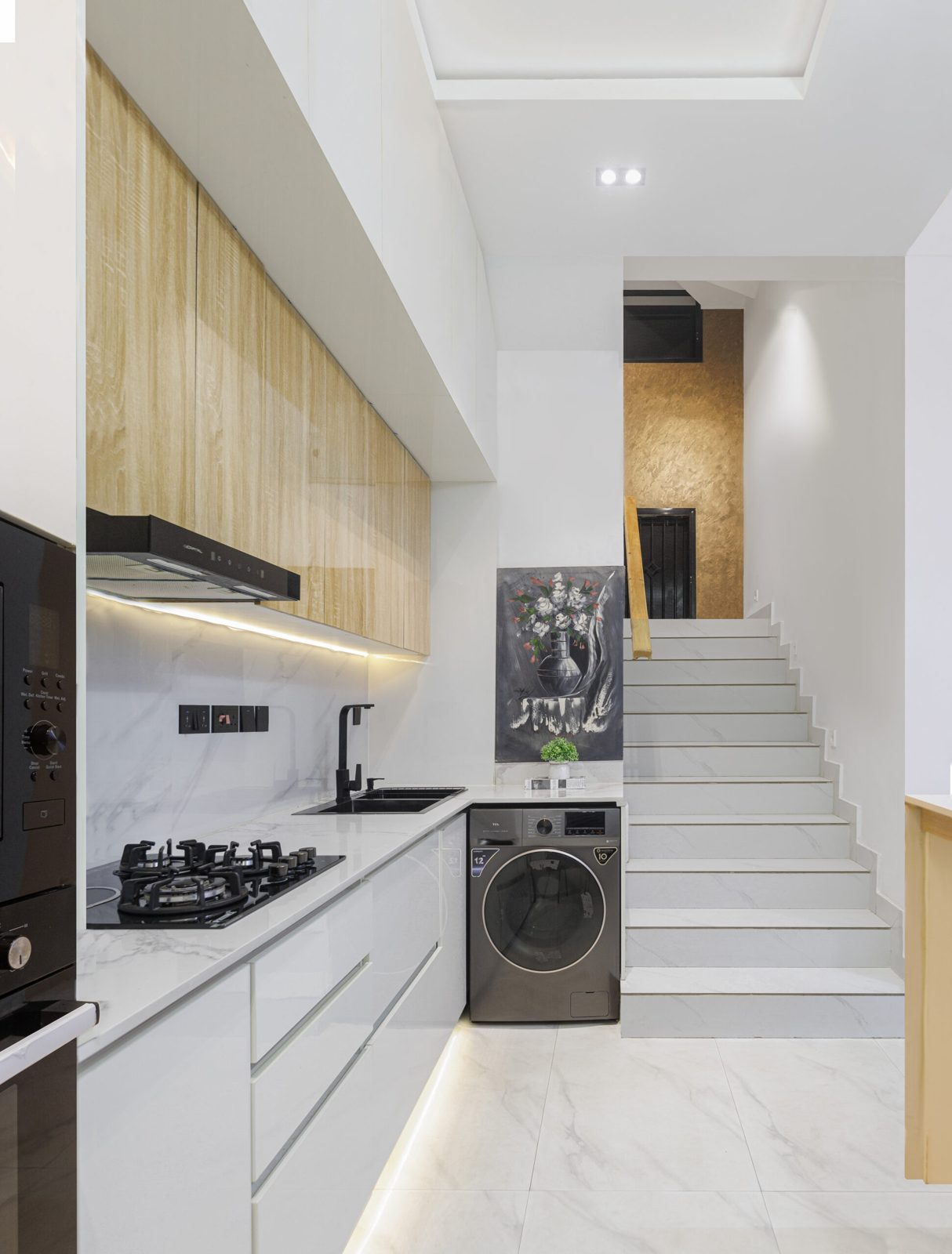 Kitchen with washing machine, Apartment Alpha, Nimbus Nook Ikeja GRA