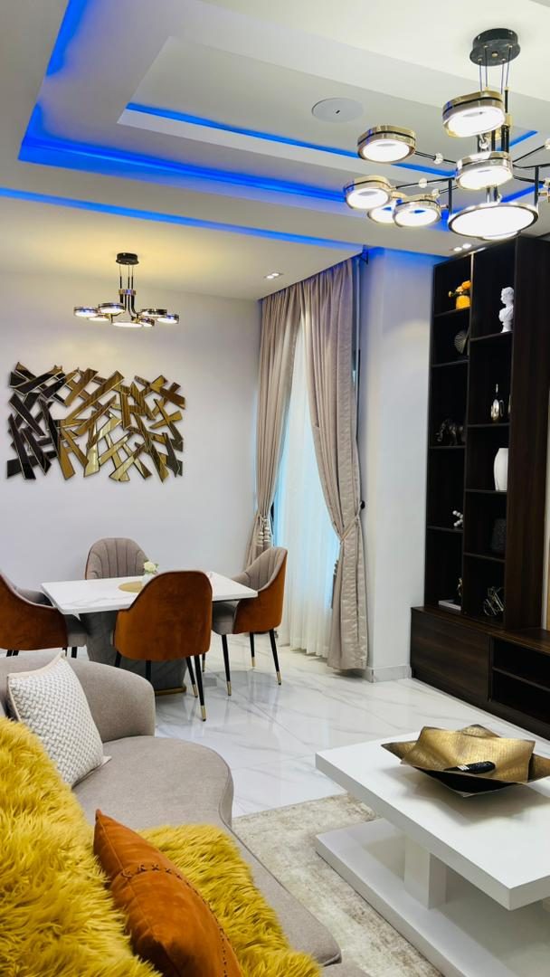 Dining area in the evening, Apartment Charlie, Nimbus Nook Ikeja GRA